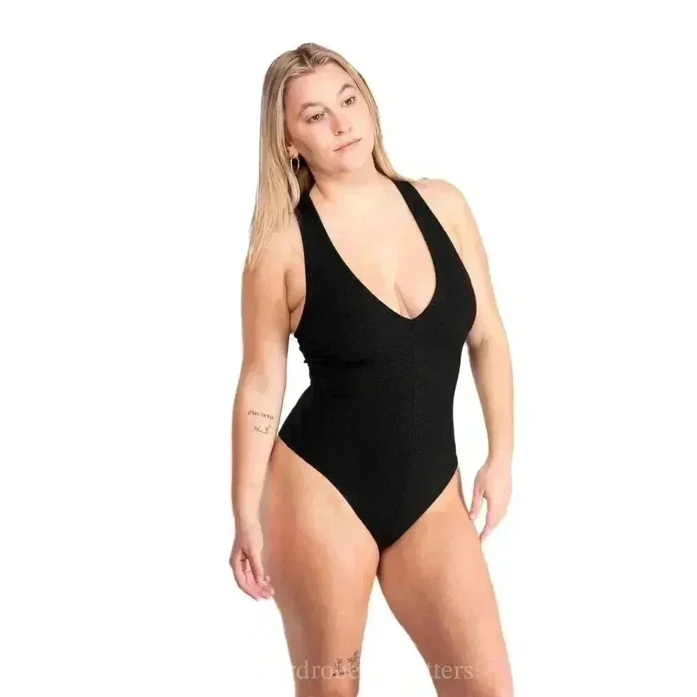 Sexy Scoop One Piece Black Bodysuit - Picture 1 of 8